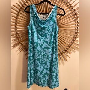 Title Nine Breeze Teal Printed Sleeveless Dress Cowl Neck Size S Outdoors Active